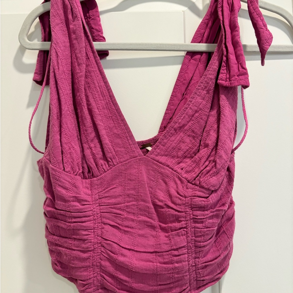 Free People Pink Ruched Sleeveless Top